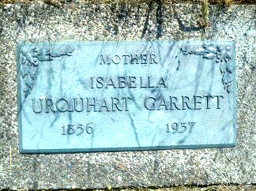 Photo of headstones/Isabella Urquhart Garrett 1856-1937 Fraola Cemetery - Port Orchard WA